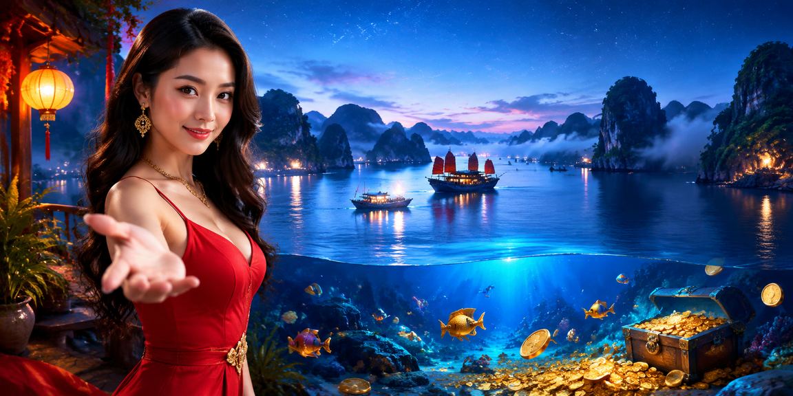 Người dùng tham gia lễ hội cá cược trực tuyến với phong cảnh vịnh Hạ Long kỳ vĩ trên nền casino
