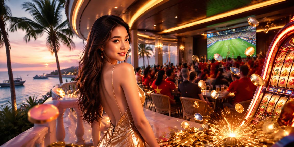 Người dùng tại Phú Quốc chơi slot game và nhận ưu đãi voucher trên mn88 bên bãi biển